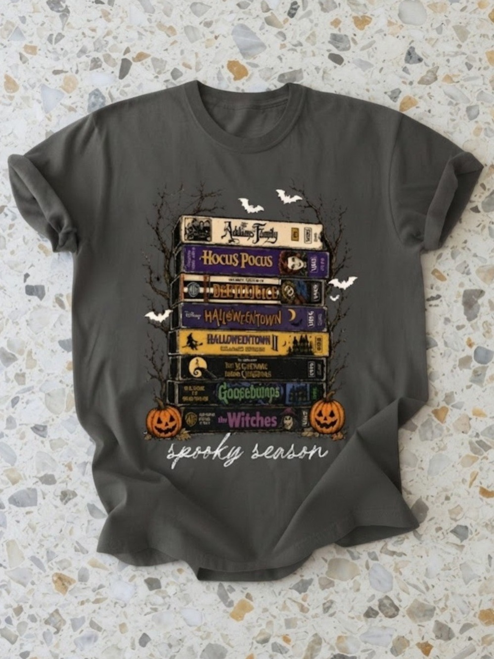 Spooky Season Halloween VHS Tapes Charcoal Comfort Colors T-Shirt